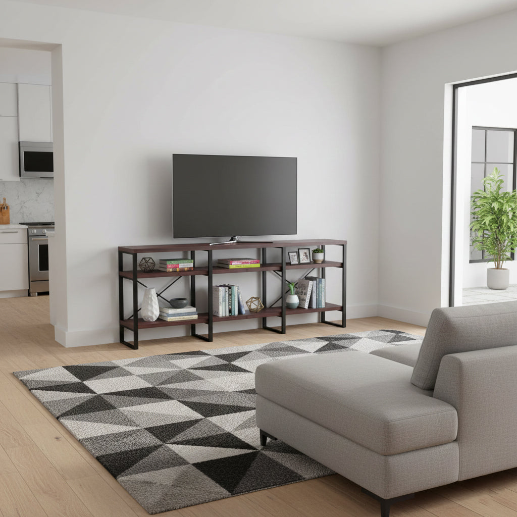 Modular TV Stand for TVs up to 78", Customizable 3-Tier Media Console with Expandable Powder-Coated Metal Frame (TV 180-9001X2)