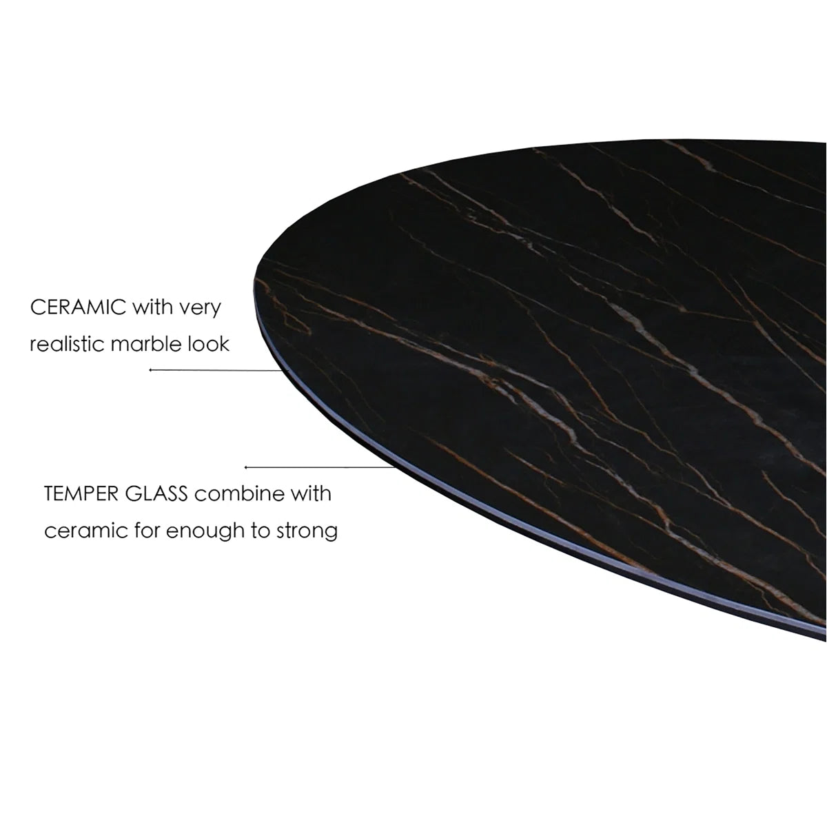 Oval Metal Base Dining Table