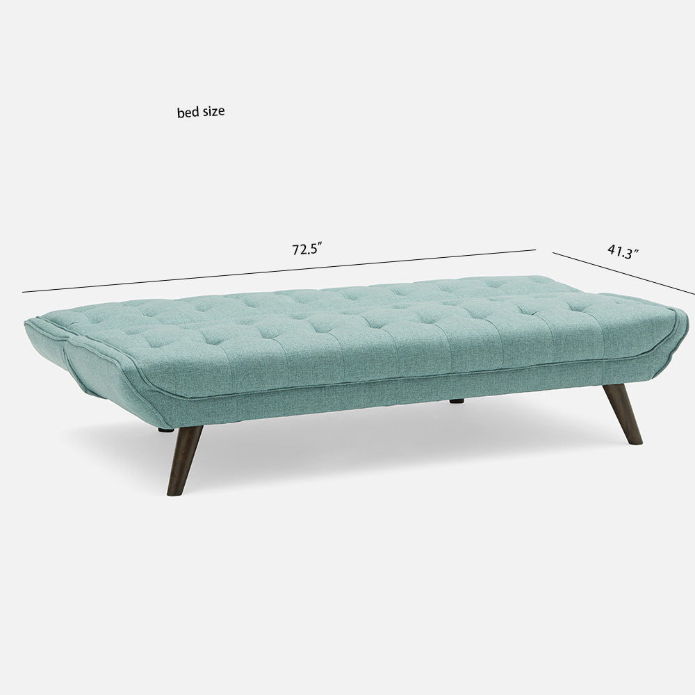 Modern Cotton Blend Convertible Sofa Bed – Teal Fabric