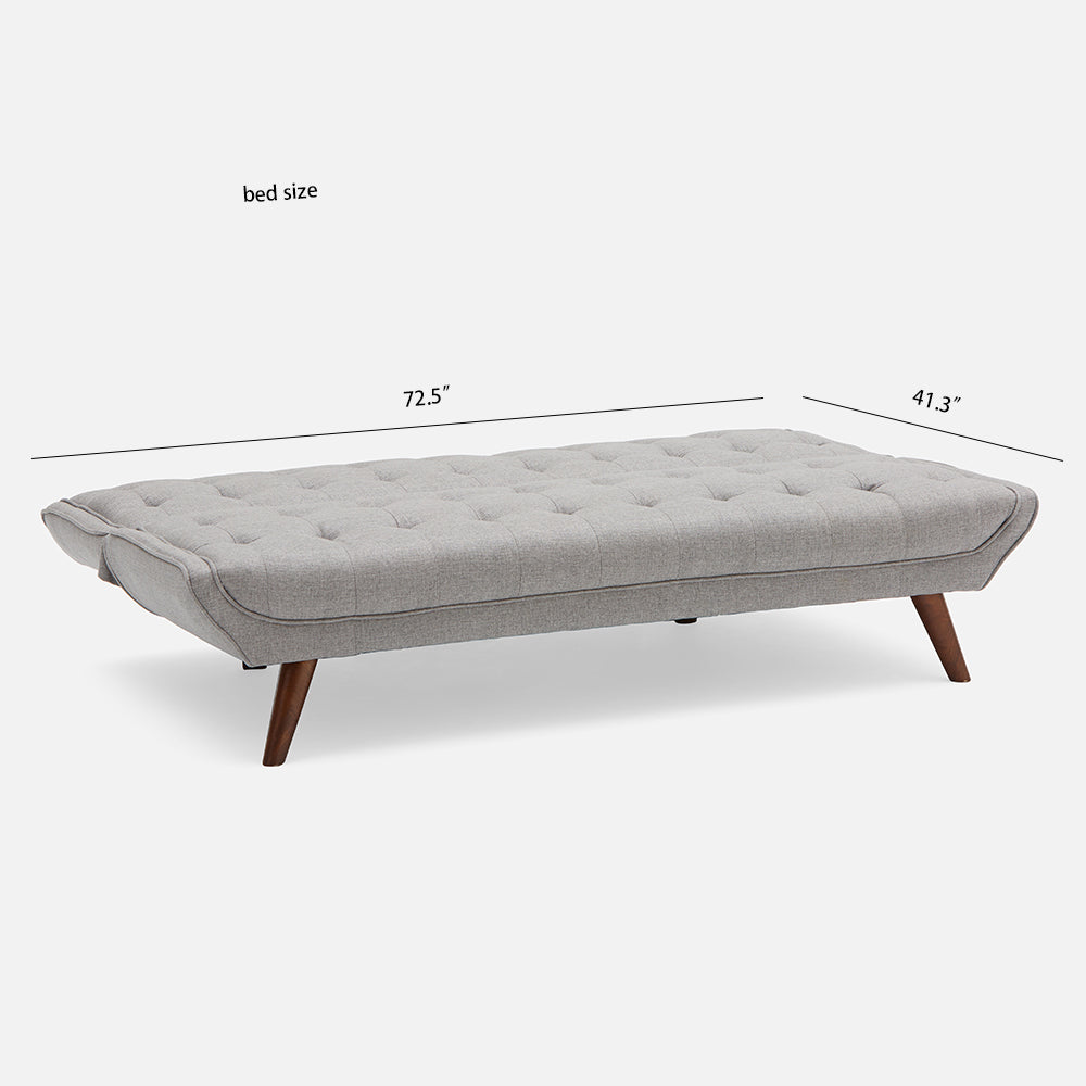 Modern Cotton Blend Fabric Sofa Bed with Wood Legs