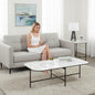 Modern Coffee Table with White Ceramic Top and  Black Metal Frame for Living Room