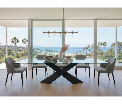 Extendable Dining Table with Clear Glass Table Top