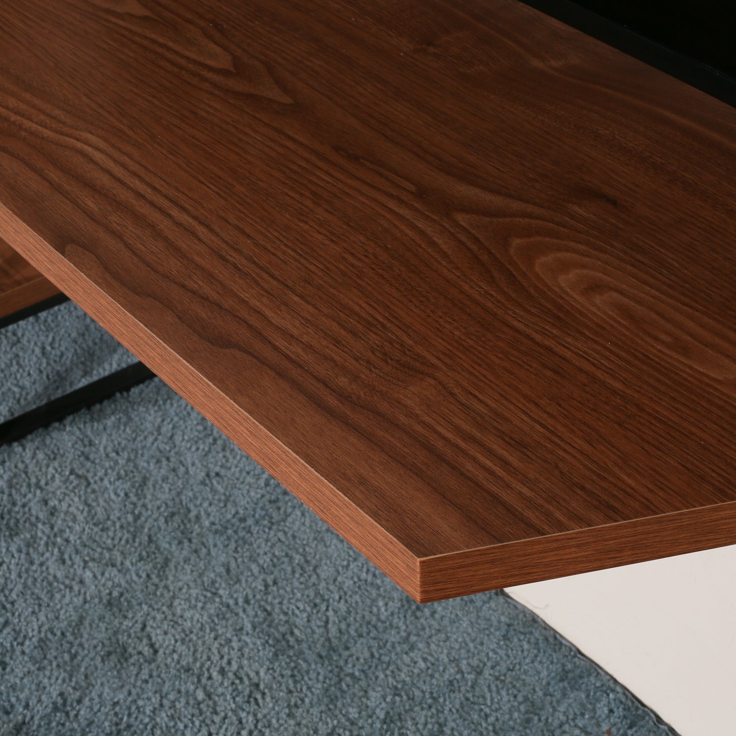 Rectangula Home Office Desk with 8 Walnut Shelves