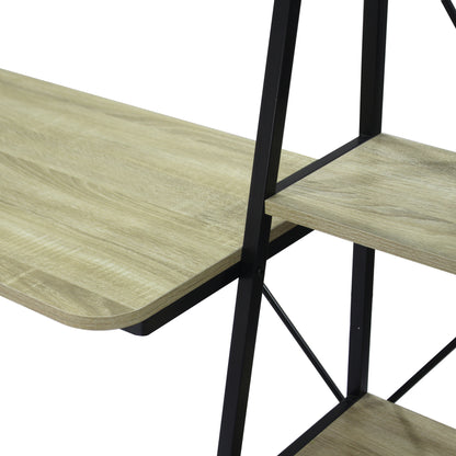 Oak Writing Desk with 2 Desktop and 3 Bookshelves