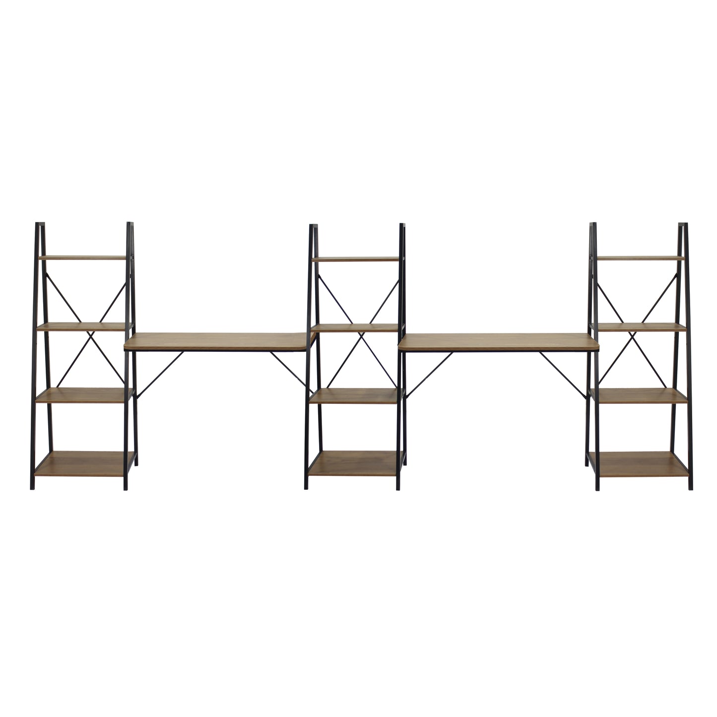 Walnut Writing Desk with 2 Desktop and 3 Bookshelves