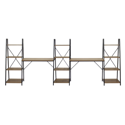 Walnut Writing Desk with 2 Desktop and 3 Bookshelves