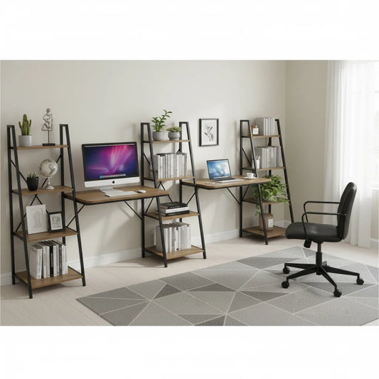 Walnut Writing Desk with 2 Desktop and 3 Bookshelves