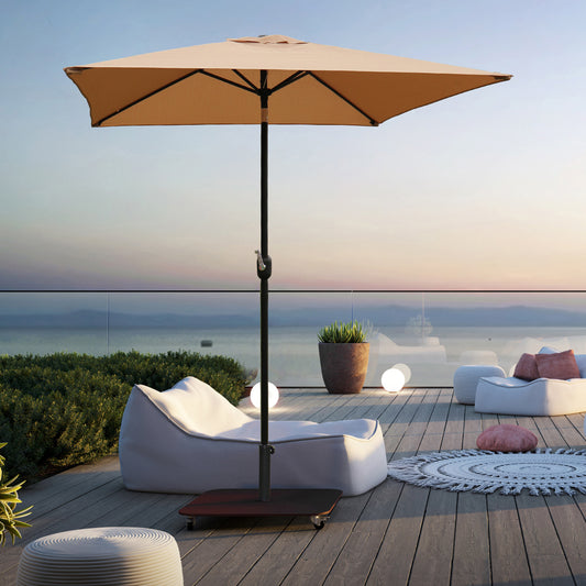 6.5FT Square Patio Umbrella with Tilt & Crank, Vented Outdoor Market Umbrella, Tan