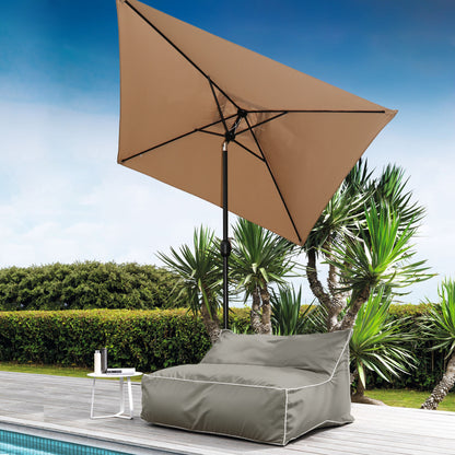 6.5FT Square Patio Umbrella with Tilt & Crank, Vented Outdoor Market Umbrella, Tan