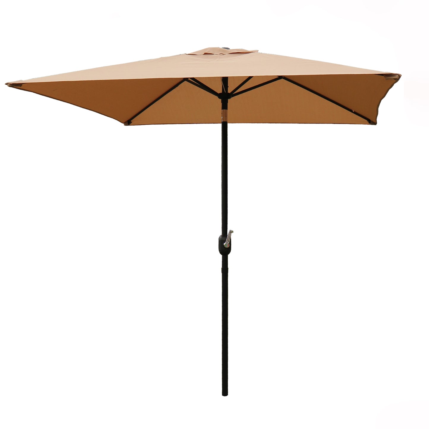 6.5FT Square Patio Umbrella with Tilt & Crank, Vented Outdoor Market Umbrella, Tan