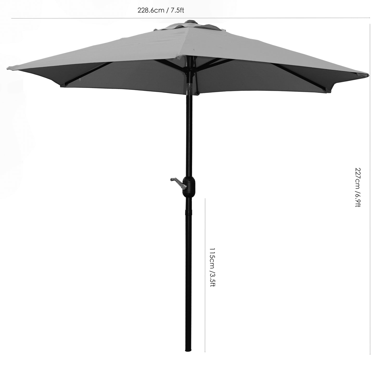 7.5FT Round Patio Umbrella with Tilt & Crank, Vented Outdoor Market Umbrella, Blue