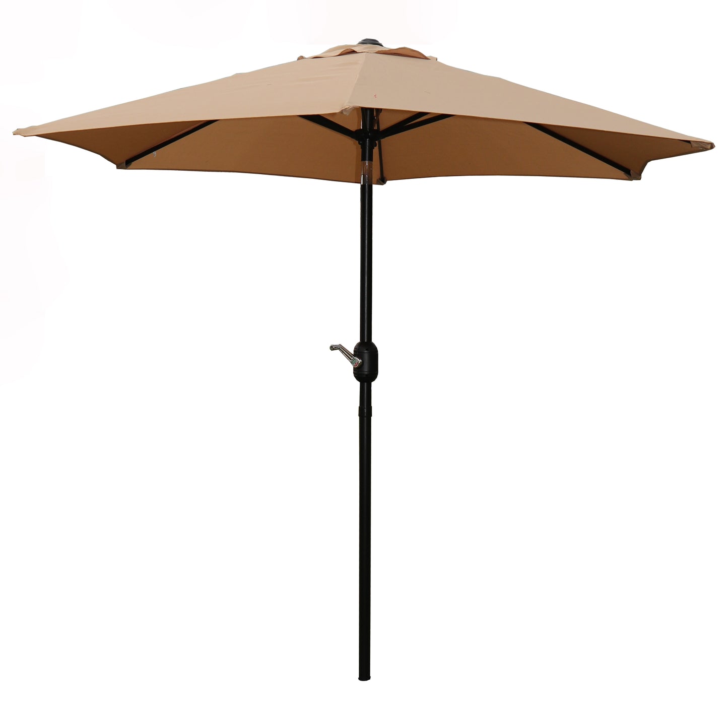 7.5FT Round Patio Umbrella with Tilt & Crank, Vented Outdoor Market Umbrella, Tan