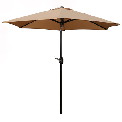 7.5FT Round Patio Umbrella with Tilt & Crank, Vented Outdoor Market Umbrella, Tan