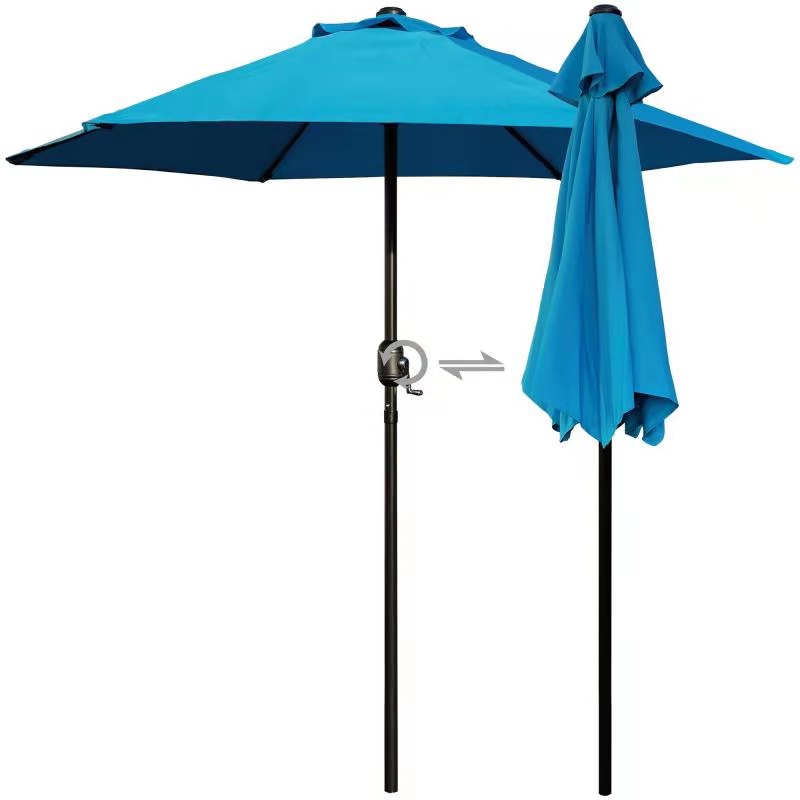 7.5FT Round Patio Umbrella with Tilt & Crank, Vented Outdoor Market Umbrella, Blue
