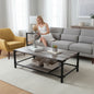 CT 83041,  45.7" Industrial Coffee Table with Storage Shelf, Rustic Wood Living Room Table with Metal Frame, Modern Center Table