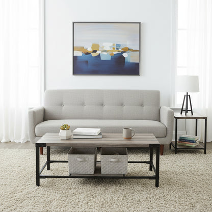 CT 83041,  45.7" Industrial Coffee Table with Storage Shelf, Rustic Wood Living Room Table with Metal Frame, Modern Center Table