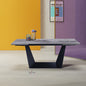 106.3" Extendable Marble Look Ceramic Dining Table with Black Metal Base