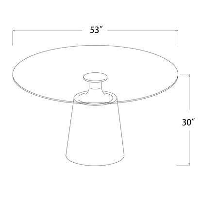53" Modern Round Tempered Glass Dining Table with Polished Stainless Steel Pedestal Base