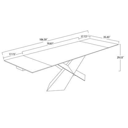 106" Modern Grey Marble Expandable Dining Table for 6-10