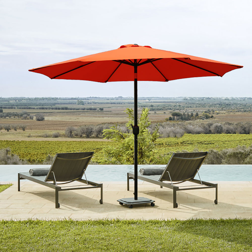 9FT Round Patio Umbrella with Tilt & Crank, Vented Outdoor Market Umbrella, Orange