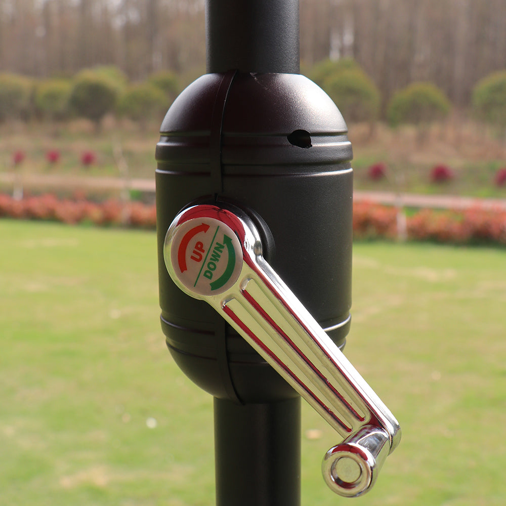 9FT Round Patio Umbrella with Tilt & Crank, Vented Outdoor Market Umbrella, Red