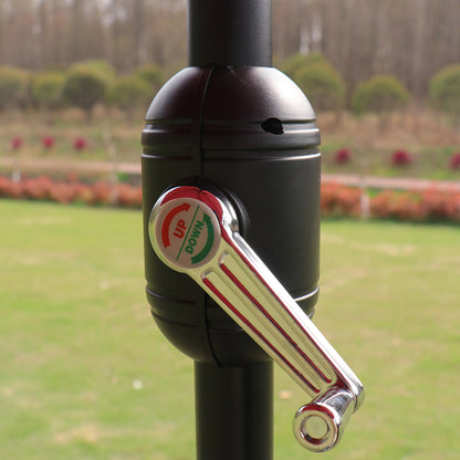 9FT Round Patio Umbrella with Tilt & Crank, Vented Outdoor Market Umbrella, Red