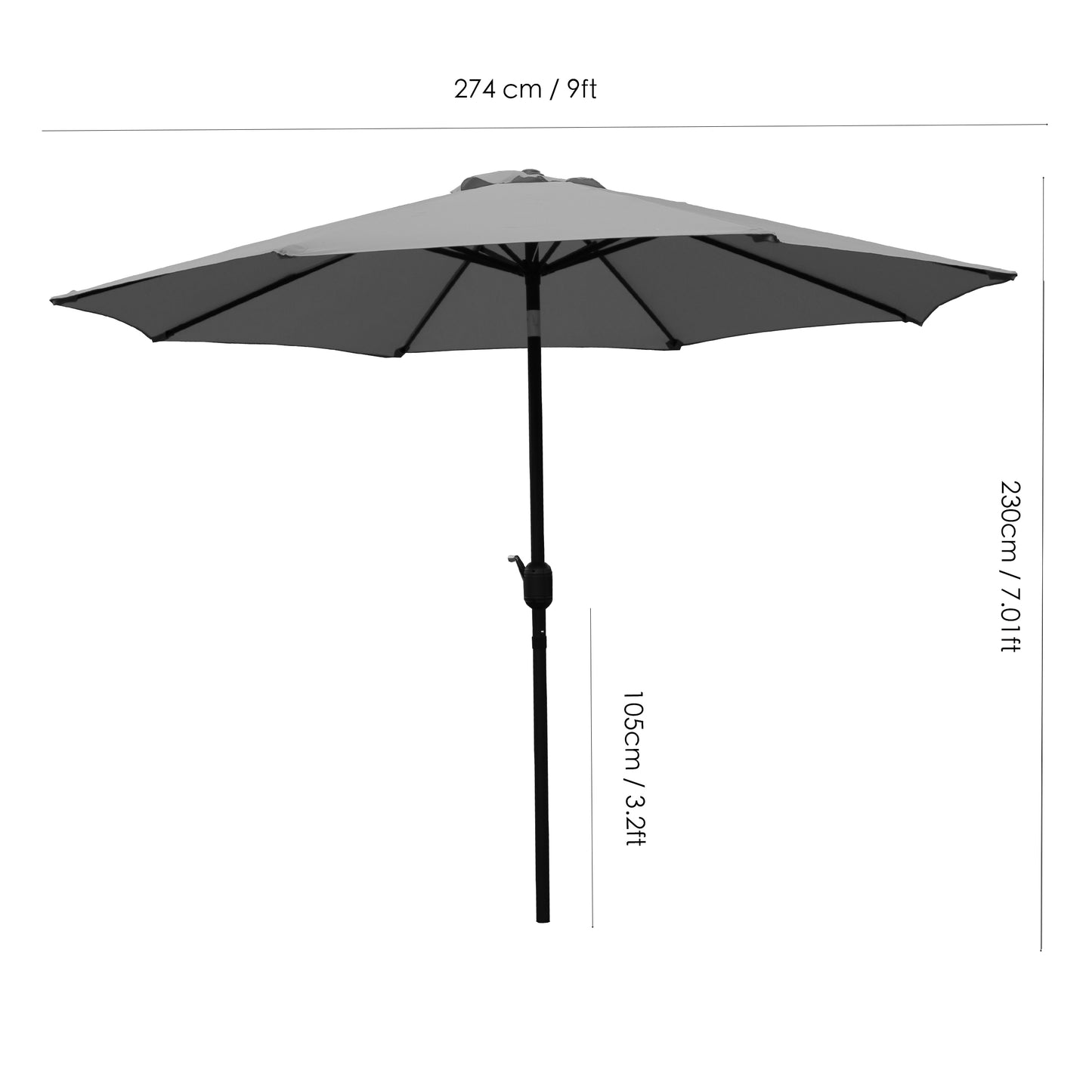 9FT Round Patio Umbrella with Tilt & Crank, Vented Outdoor Market Umbrella, Red