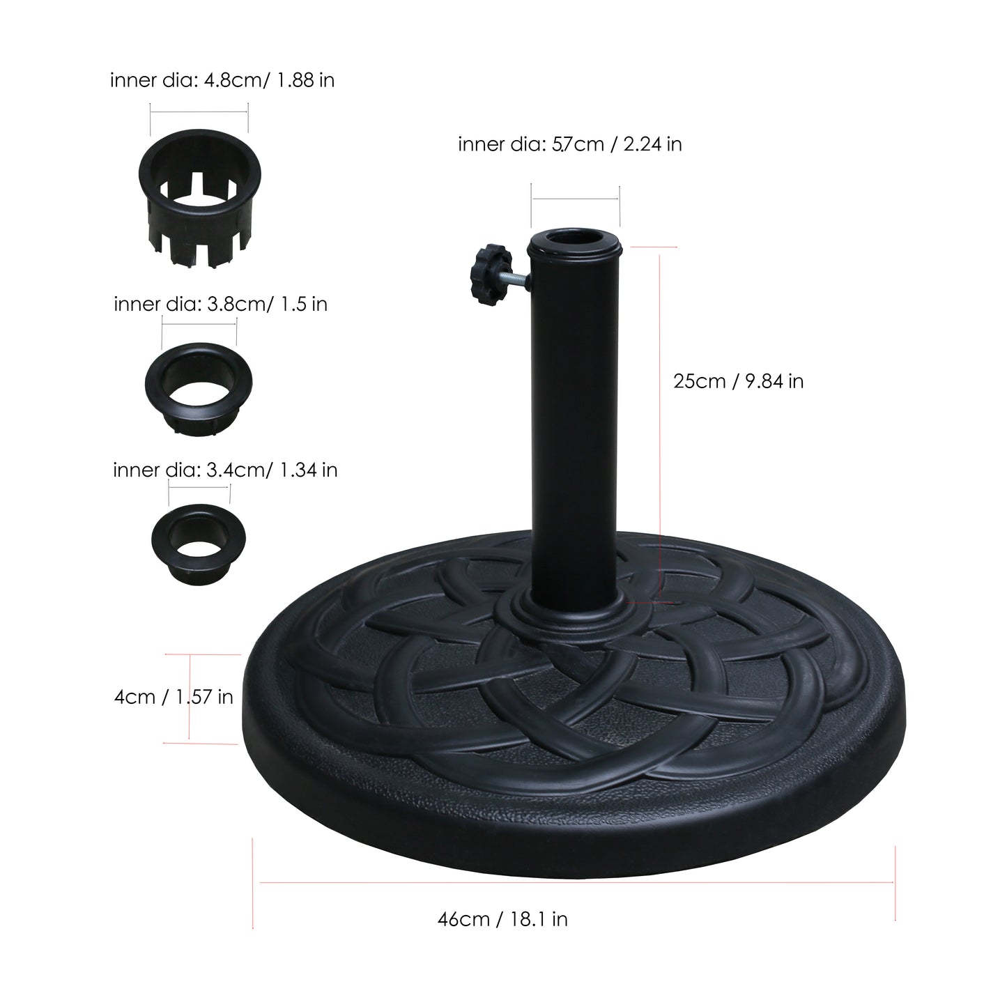 Free Standing Round Black Resin Umbrella Base