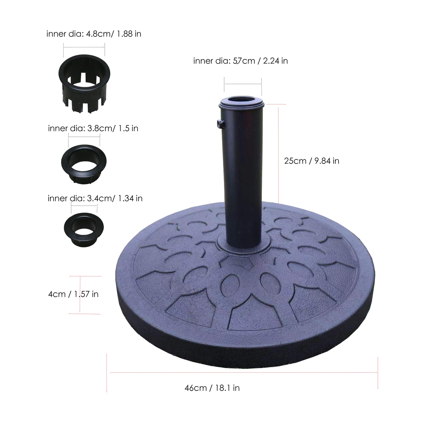 Free Standing Round Black Resin Umbrella Base