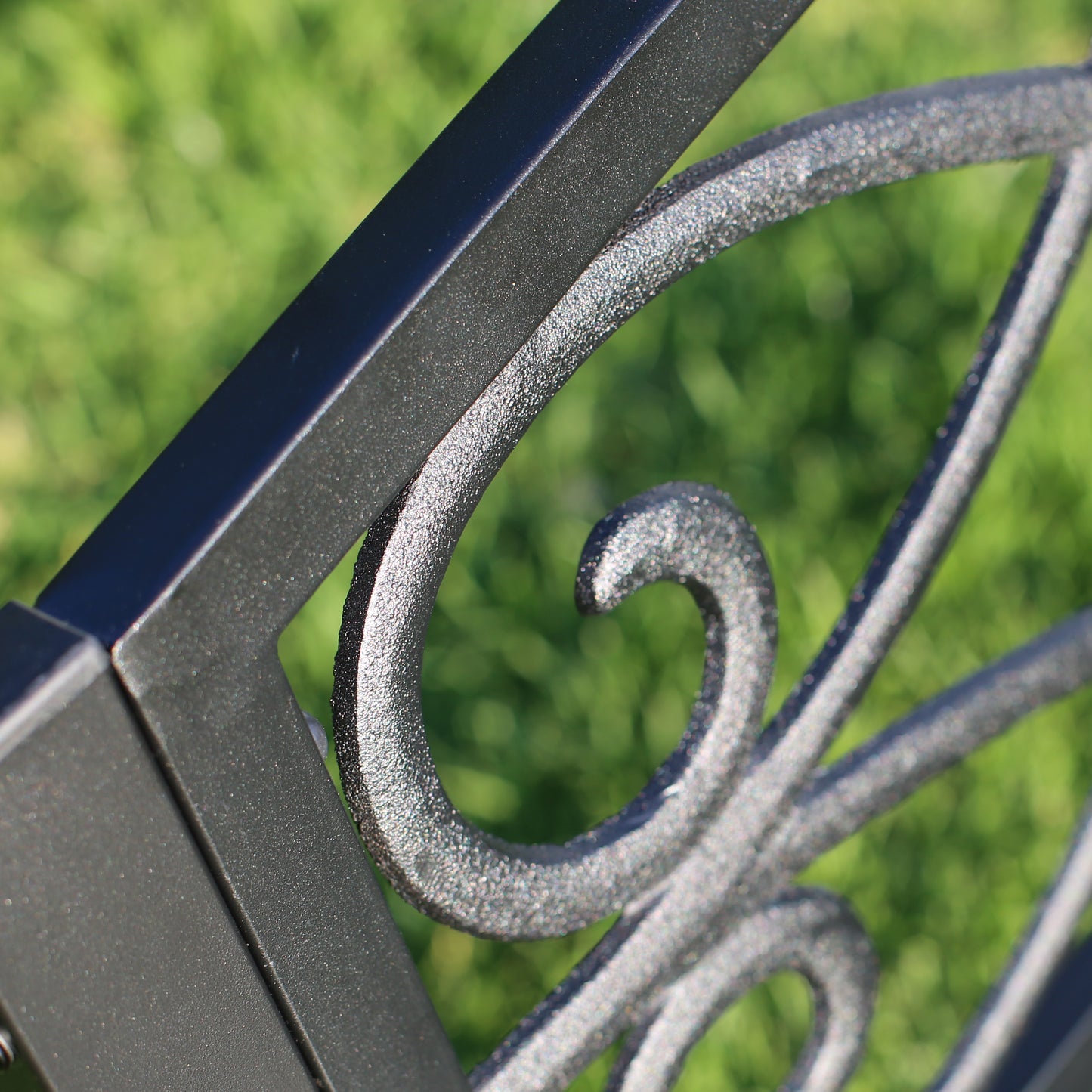 Heavy-Duty Outdoor Steel Bench 50 Inch Matte Black Garden Bench