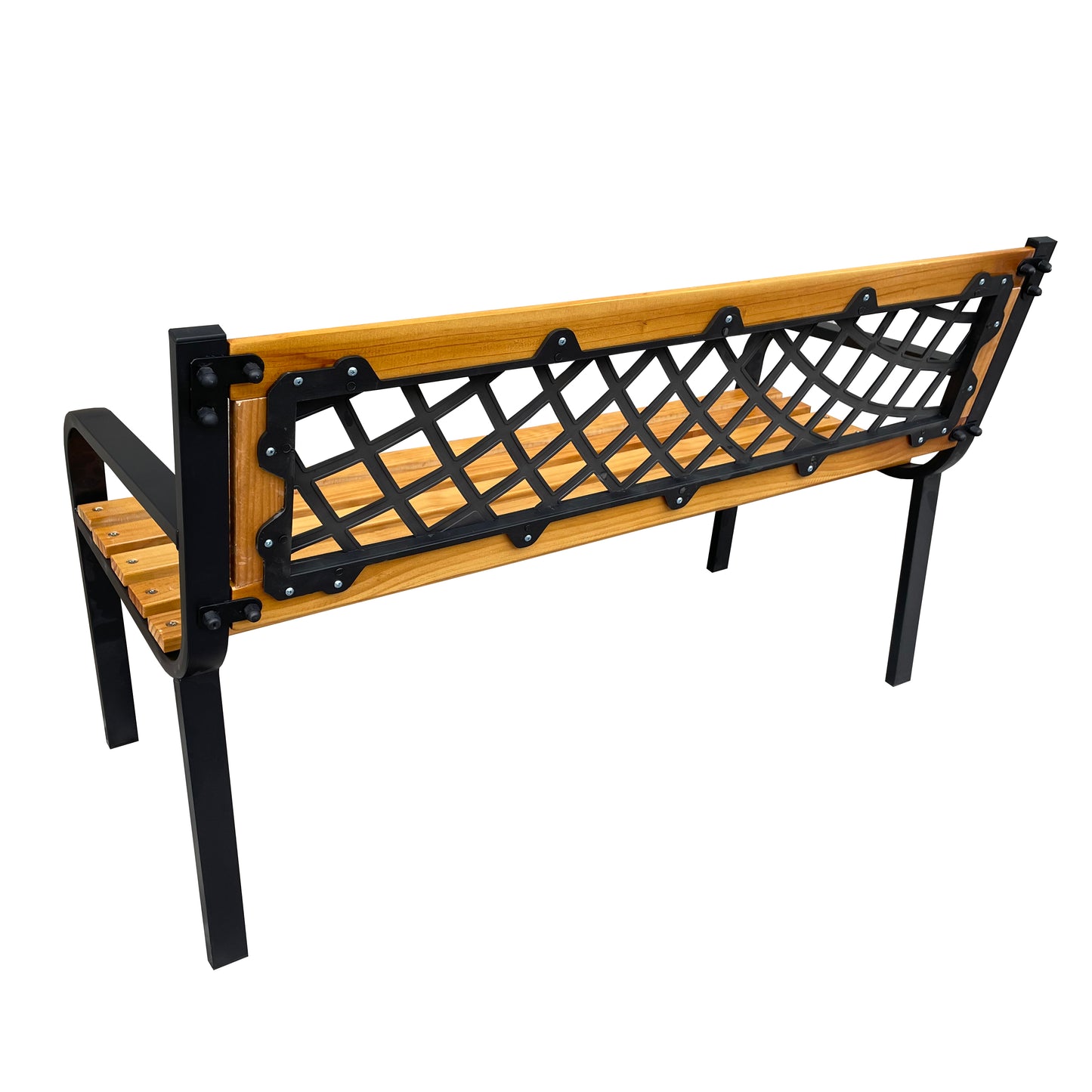 Outdoor Metal Bench 50 Inch Matte Black Patio Garden Bench with Armrests