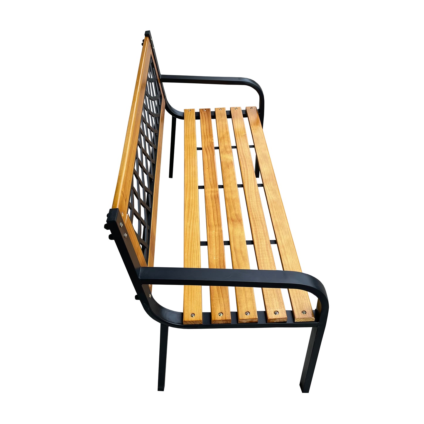 Outdoor Metal Bench 50 Inch Matte Black Patio Garden Bench with Armrests