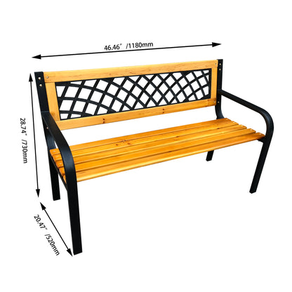 Outdoor Metal Bench 50 Inch Matte Black Patio Garden Bench with Armrests