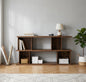 Vintage Burnt Wood-Look MDF Bookcase for Living Room