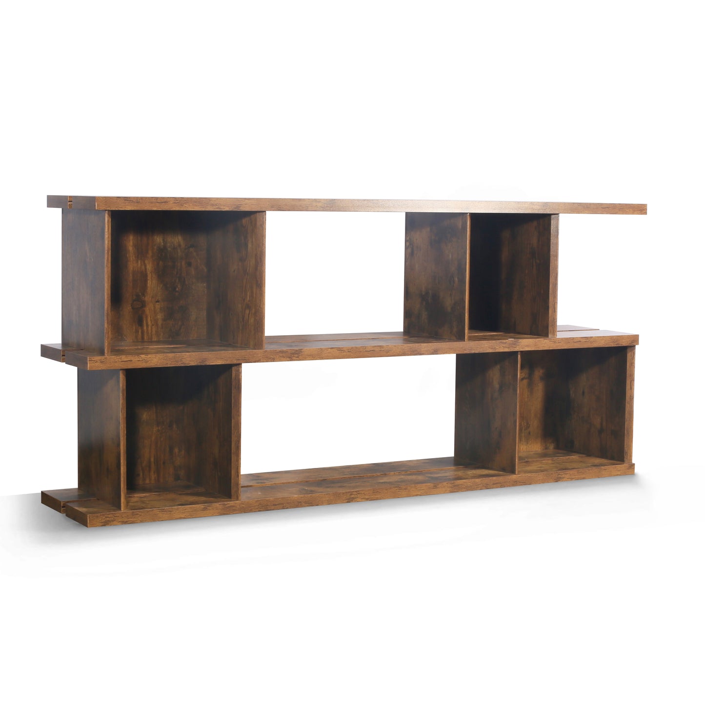 Vintage Burnt Wood-Look MDF Bookcase for Living Room
