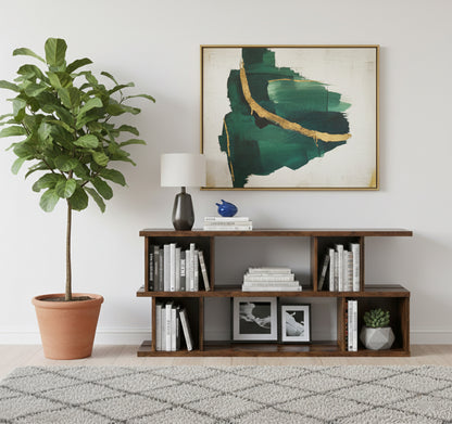 BK9012-3, Vintage Burnt Wood-Look MDF Bookcase for Living Room