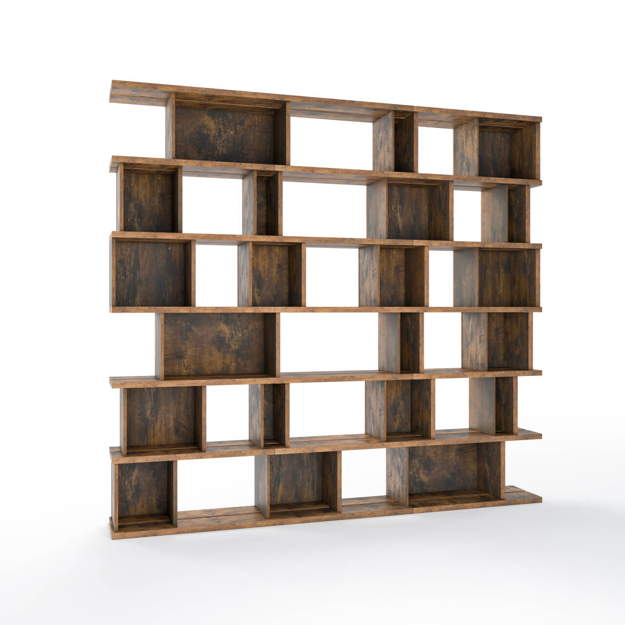6-Tier Industrial Etagere Bookcase with Weathered Brown Shelves