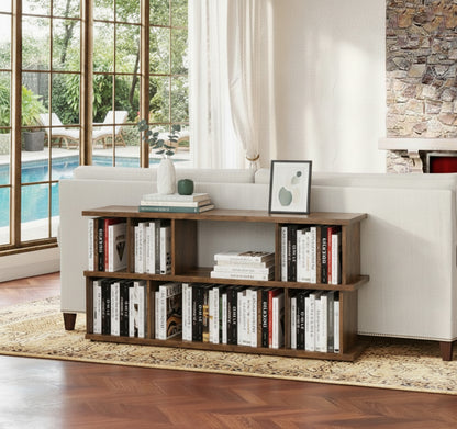 BK9012-3, Vintage Burnt Wood-Look MDF Bookcase for Living Room