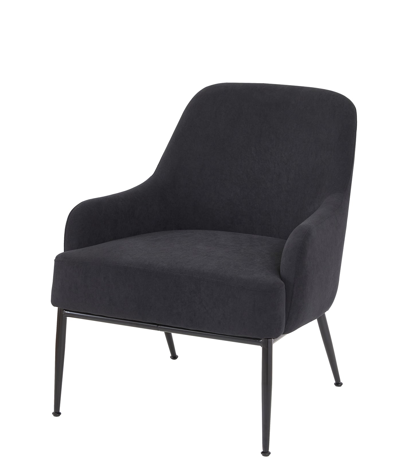 Modern Velvet Accent Chair with Matt Black Metal Legs, Mid-Century Upholstered Armchair for Living Room & Bedroom