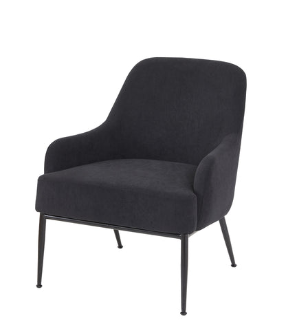 Modern Velvet Accent Chair with Matt Black Metal Legs, Mid-Century Upholstered Armchair for Living Room & Bedroom