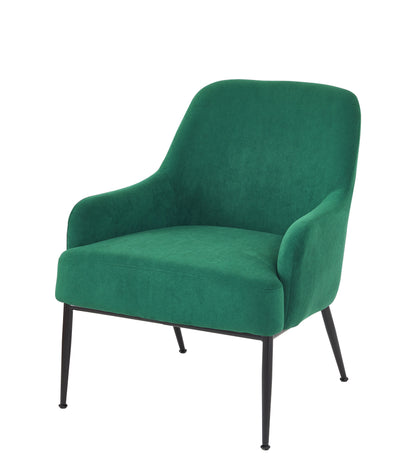 Modern Velvet Accent Chair with Matt Black Metal Legs, Mid-Century Upholstered Armchair for Living Room & Bedroom