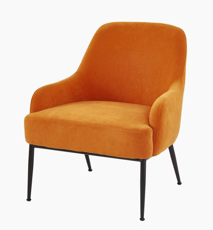 Modern Velvet Accent Chair with Matt Black Metal Legs, Mid-Century Upholstered Armchair for Living Room & Bedroom