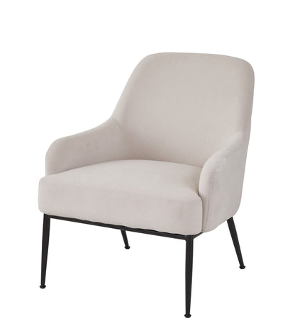 Modern Velvet Accent Chair with Matt Black Metal Legs, Mid-Century Upholstered Armchair for Living Room & Bedroom