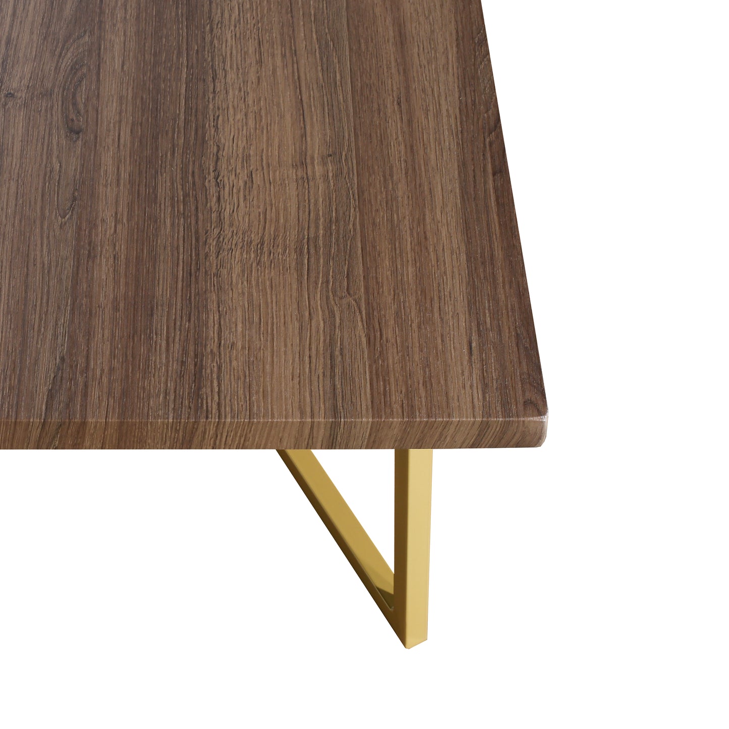 47.2" Modern Coffee Table with Gold Metal Base, Brown MDF Rectangular Center Table for Living Room