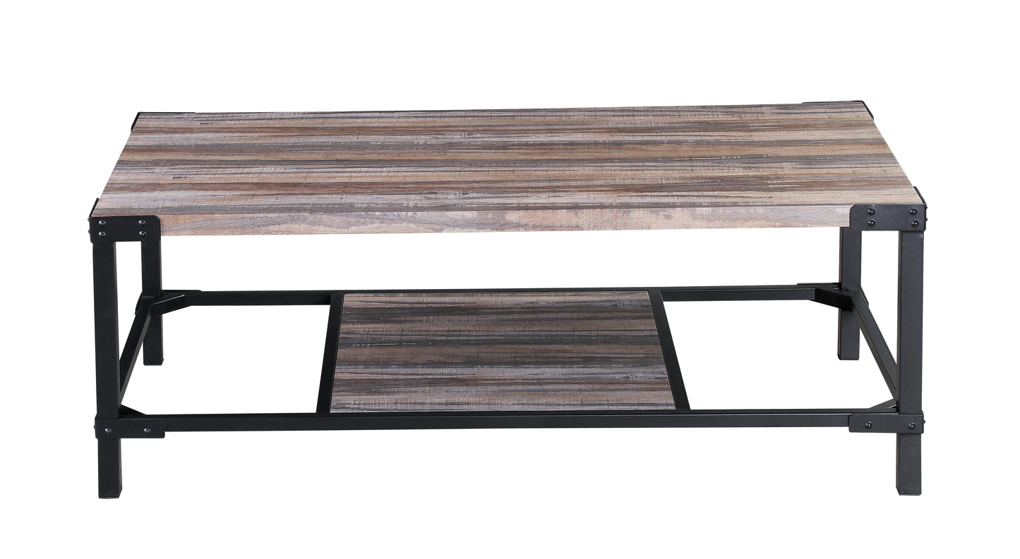 45.7" Industrial Coffee Table with Storage Shelf, Rustic Wood Living Room Table with Metal Frame, Modern Center Table