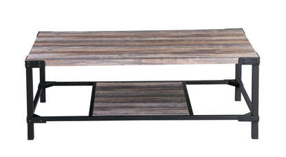 45.7" Industrial Coffee Table with Storage Shelf, Rustic Wood Living Room Table with Metal Frame, Modern Center Table