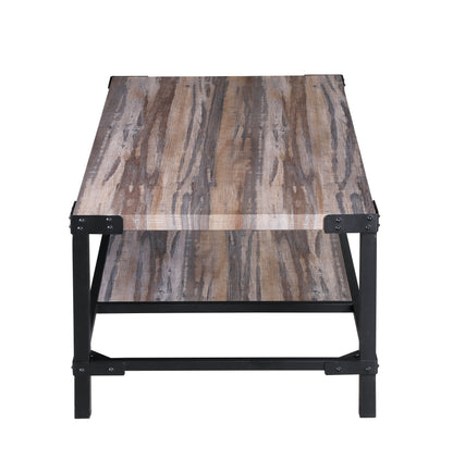 45.7" Industrial Coffee Table with Storage Shelf, Rustic Wood Living Room Table with Metal Frame, Modern Center Table