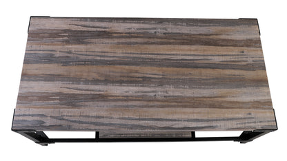 45.7" Industrial Coffee Table with Storage Shelf, Rustic Wood Living Room Table with Metal Frame, Modern Center Table