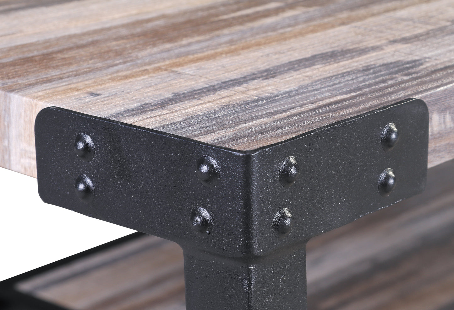 45.7" Industrial Coffee Table with Storage Shelf, Rustic Wood Living Room Table with Metal Frame, Modern Center Table