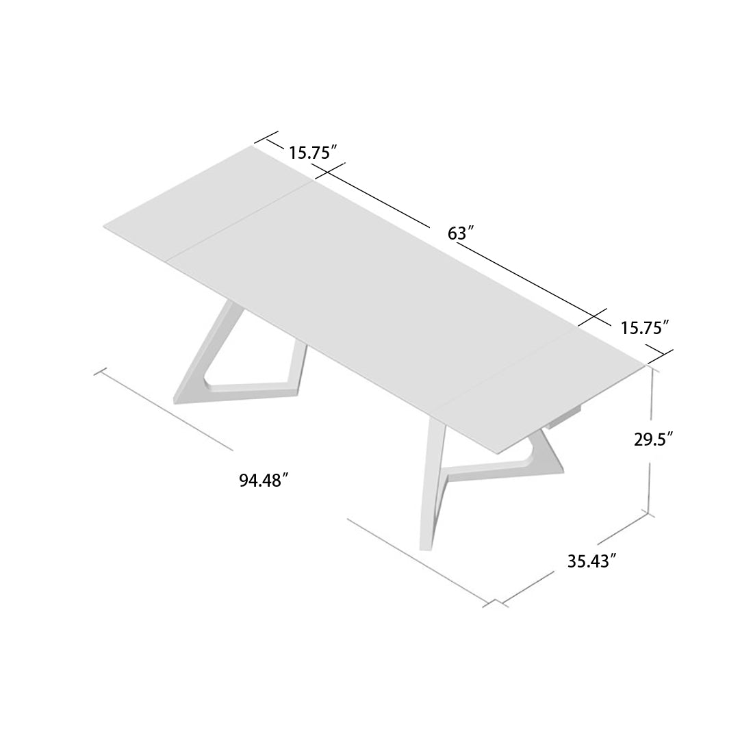 8682 Extendable Glass Top Solid Wood Base Dining Table
